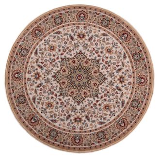 THEKO Alfombra oriental floral tejida a m&aacute;quina en lana natural