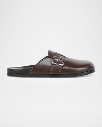 Vince Leon Leather Buckle Clogs