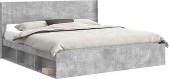 vidaXL Estructura De Cama Con Almacenamiento Y Cabecero Gris Hormig&oacute;n Vidaxl