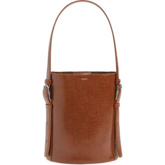 Coperni Ergonomic Lizard Print Leather Bucket Bag in Brown Camel at Nordstrom