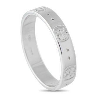 Gucci Pre-Owned Gucci Icon 18K White Gold Ring GU19 100925
