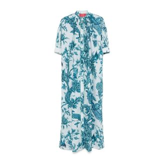 F.R.S. For Restless Sleepers F.R.S For Restless Sleepers, Shirt Dresses, female, Blue, S, Blue Floral Print Dress with Button Fastening