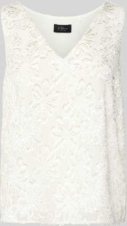 s.Oliver Black Label Regular Fit Top mit floralem Muster in Offwhite, Gr&ouml;&szlig;e 40