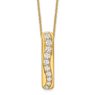 Diamond2Deal 14k Gold 3/4 Ct Lab Grown Diamond Vertical Bar Slide Pendant Necklace 18