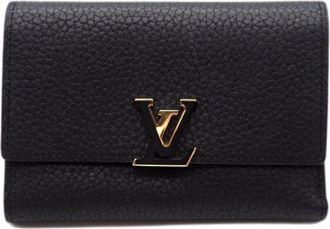 Louis Vuitton Taurillon Black Hot Pink Noir Leather Wallet (Tri-Fold) (Pre-Owned)