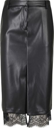 Ermanno Scervino Black Straight Lace Trim Skirt