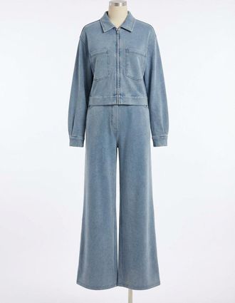 Z Supply Heritage Knit Denim Jacket In Ocean Air Indigo