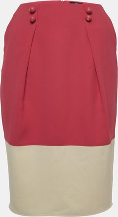 Elisabetta Franchi Pink/cream Crepe Pleated Knee Length Skirt