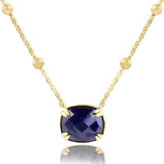 MAX + STONE 18k Gold Over Sterling Silver 6 Ct.10x12MM Cushion Cut Gemstone Necklace