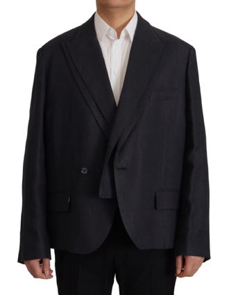 Dolce & Gabbana Blauwe Linnen Formele Heren Blazer Herenjas