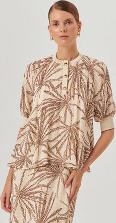 Exquise Palmer Chiffon Blouse in Brown And Beige at Nordstrom, Size X-Large