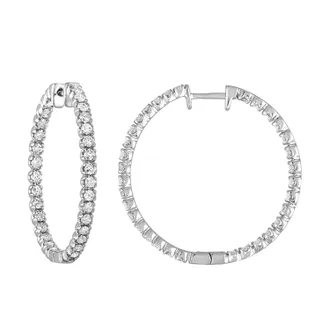 Vir Jewels 2 cttw Lab Grown Diamond Hoop Earrings in 14K White Gold With Hidden Post For Women