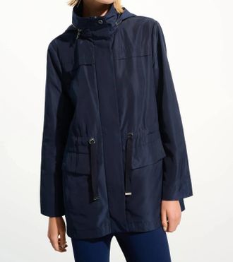 Joseph Ribkoff Zip-Up Hooded Anorak Jacket In Indigo