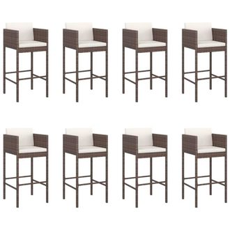 Berkfield Home Beautiful 9 Piece Garden Bar Set with Cushions Brown Poly Rattan