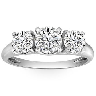 Pompeii3 1 3/4 Ct Three Stone Diamond Engagement Ring 10K White Gold Lab Grown Size Selectable