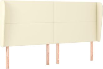 vidaXL Cabecero Con Orejas Cuero Sint&eacute;tico Crema 203x23x118/128 Cm Vidaxl