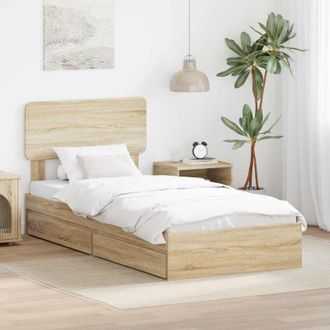 vidaXL vidaXL Letto con Contenitore con testiera Rovere Sonoma 75 x 190 cm
