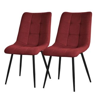ML Design Ml-design - Juego De 2 Sillas De Comedor Color Rojo Asiento Acolchado Para Cocina O Sal&oacute;n Con Funda De Tela Y Patas De Acero Negro Sill&oacute;n Tapizado Sua