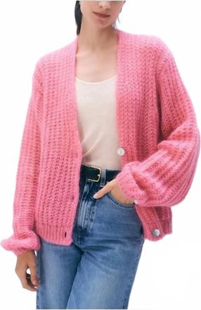 White + Warren Womens Mohair Luxe Cardigan In Pink Bloom
