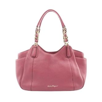 Ferragamo Pre-owned Handbags, female, Pink, Size: ONE SIZE Pre-owned Gancini Leather Handbag