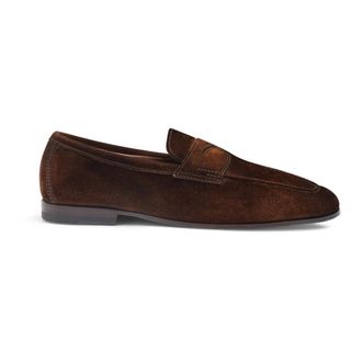 Santoni Loafers, male, Brown, 9 1/2 UK, Mens suede Carlo loafer