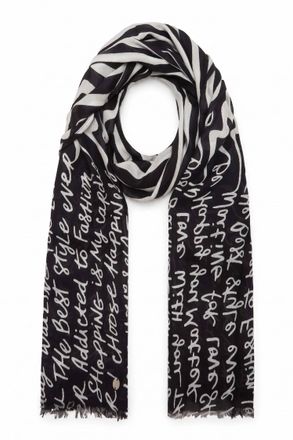 Joseph Ribkoff Womens Wavy Stripes Scarf In Midnight Blue/vanilla