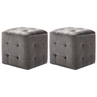 vidaXL Pouf 2 Pz Grigio 30x30x30 Cm In Velluto - Vidaxl