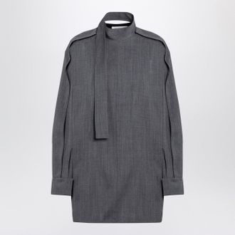 Jil Sander Grey Wool Shirt With Scarf
