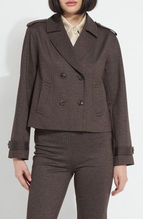Lyss&eacute; Thora Ponte Crop Trench Jacket in Hairline Stripe at Nordstrom, Size X-Large
