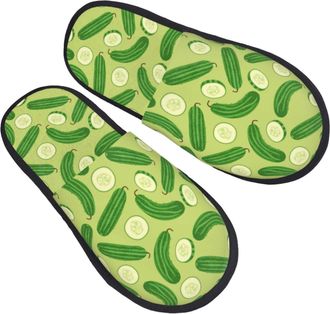 Generic Cartoon Cucumber Unisex Sliders Warm House Slippers Soft House Shoes For Indoor Winter Outdoor L