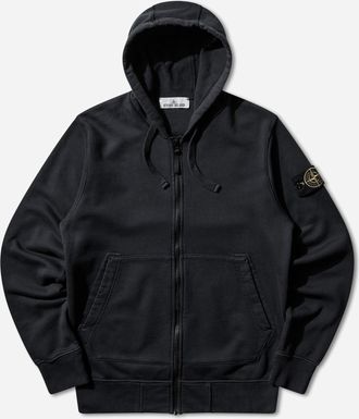 Stone Island Men s Organic Cotton Fleece Zip Hoodie Navy Blue