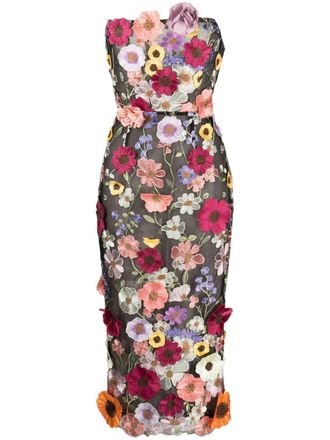 Bronx and Banco floral-detailing strapless dress - Black