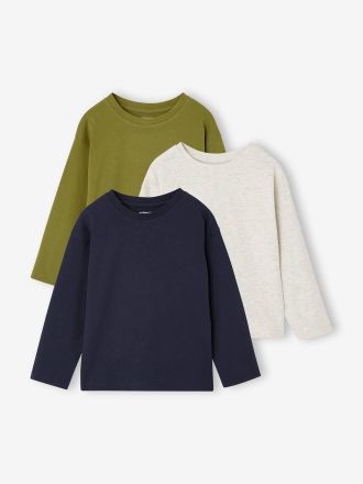 Vertbaudet 3er-Pack Jungen Langarmshirts gr&uuml;n