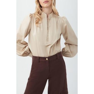 Trina Turk Sisi Long Sleeve Organic Cotton Shirt in Sahara Stone at Nordstrom Rack, Size Small