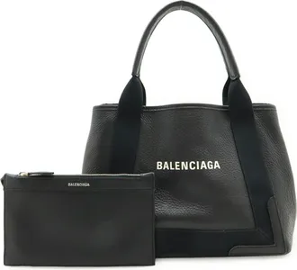 Balenciaga Black Leather Handbag Pouch Tote Bag (Pre-Owned)