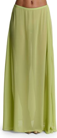Naked Wardrobe Chiffon A-Line Maxi Skirt in Chartreuse at Nordstrom, Size Medium