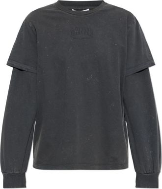 Ganni Future Heavy Jersey Double Sleeve - Dames - Longsleeves - Grijs - M - Katoen - Tops
