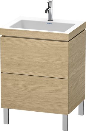 Duravit Lavabo Para Muebles Duravit L-cube C-bonded Con Base De Pie, 60x48 Cm, 2 Extra&iacute;bles, Sin Rebosadero, 1 Agujero Para Grifo, Color: Decoraci&oacute;n Roble Eur