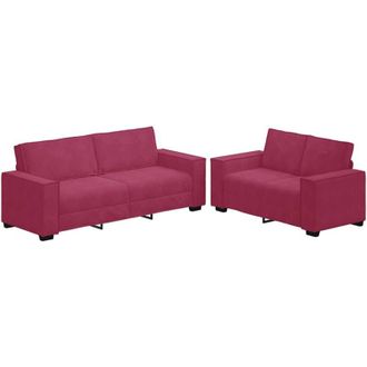 vidaXL Vidaxl - Juego De Sof&aacute;s Con Cojines 2 Piezas Terciopelo Rojo Tinto