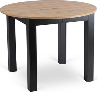 OEM Mesa Redonda Extensible Harry De 102-142 Cm, Roble Artesanal/negro Moderno