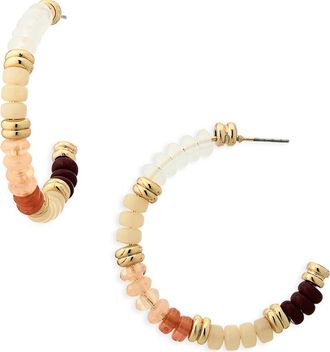 Nordstrom Rack Beaded Hoop Earrings in Red- Natural- Gold at Nordstrom Rack