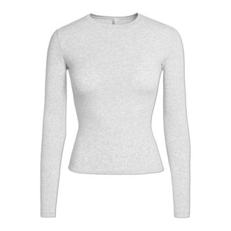 SKIMS Katoenen Jersey Longsleeve T-shirt - Dames - Longsleeves - Grijs - 2XS - Katoen - Tops
