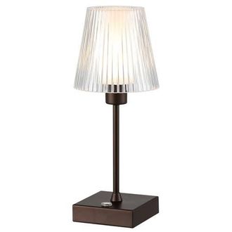 Jonathan Y Designs Oscar Modern Industrial Rechargeable/Cordless Iron/Acrylic Integrated Portable LED Table Lamp with Ribbed Shade in Oil Rubbed Bronze at