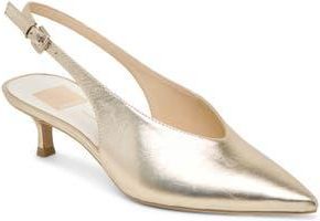 Dolce Vita Alenna Slingback Pointed Toe Kitten Heel Pump in Light Gold Crinkle P at Nordstrom Rack, Size 8