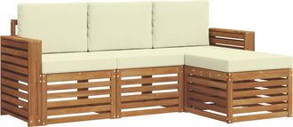 vidaXL Conjunto De Sof&aacute;s De Exterior 4 Uds. Natural Y Crema Vidaxl