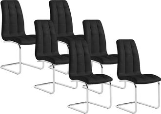 Vente-Unique Lotto di 6 sedie in Similpelle Nero - NADYA