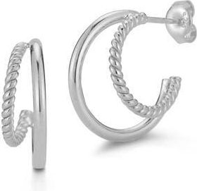 Glaze Jewelry Sterling Silver Double Row Hoop Earrings at Nordstrom Rack