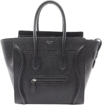 Celine Pre-owned Luggage Micro Shopper Leren Tote Tas - Dames - Vintage Handtas - Zwart - ONE Size - Leer - Vintage