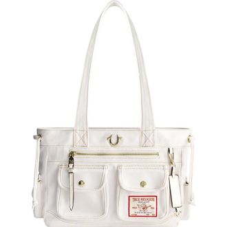 True Religion Multi-Pocket Denim Tote in White at Nordstrom