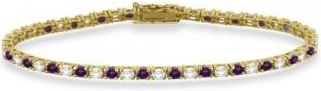 Allurez Alternating Diamond & Lab Alexandrite Eternity Tennis Bracelet 14K Yellow Gold (4.42ct)